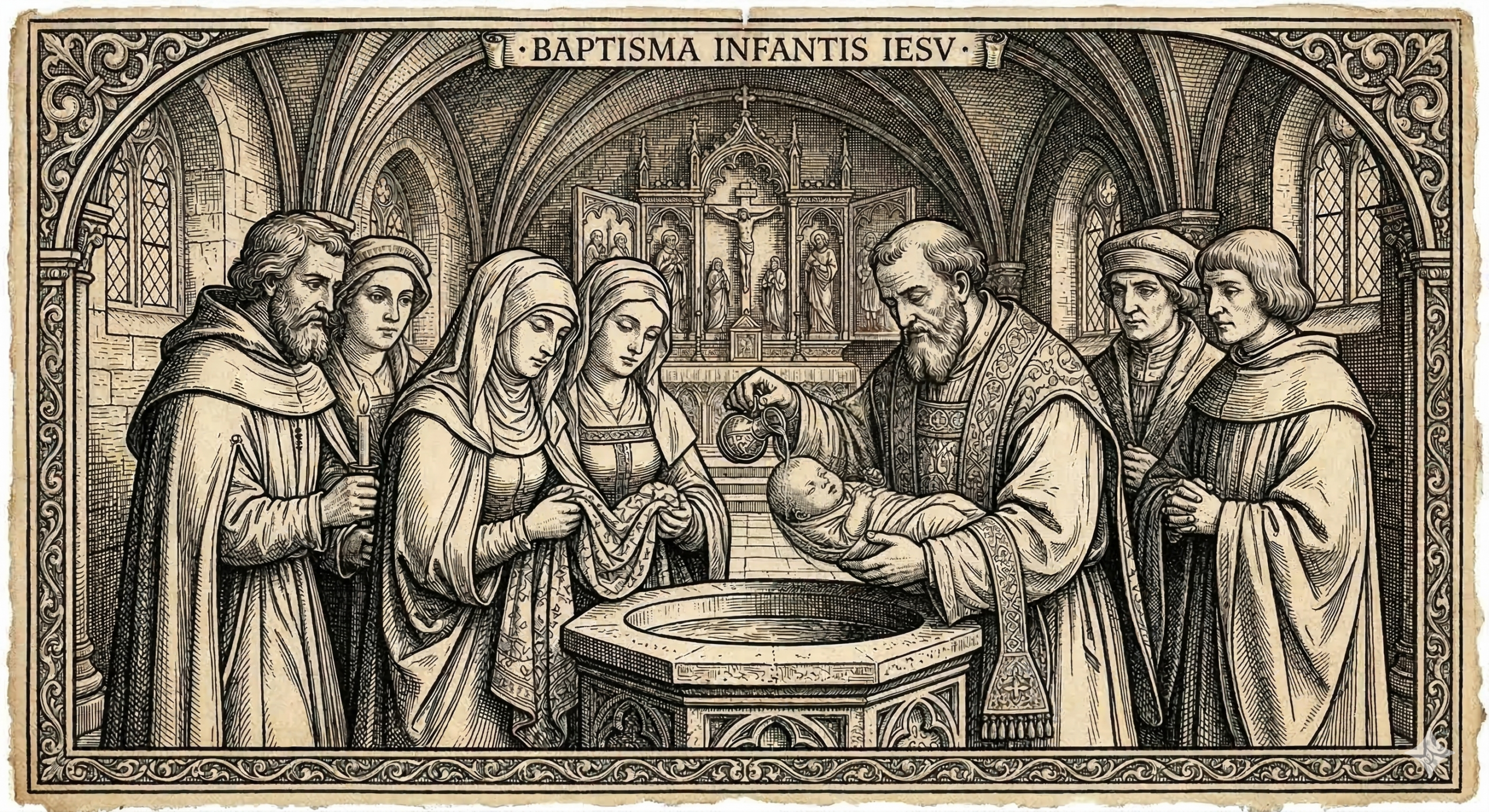 Baptism of a newborn in church